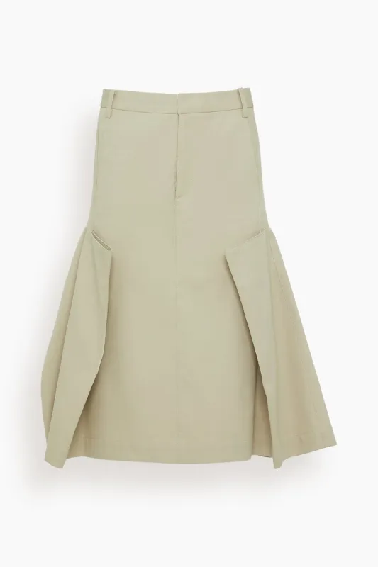 Luxe Spring Tucked Pleat Skirt in Taupe made by Tibi