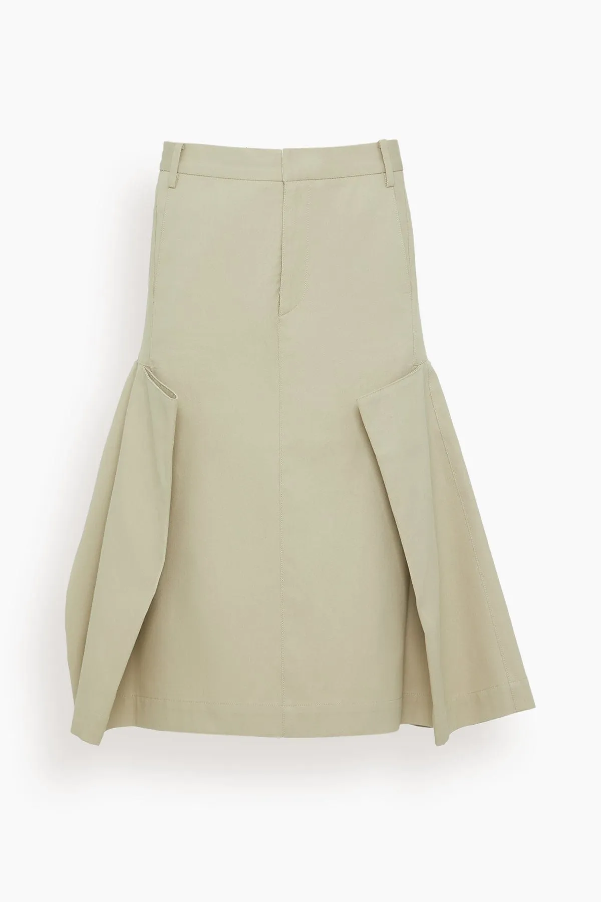 Luxe Spring Tucked Pleat Skirt in Taupe sold by Hampden Clothing