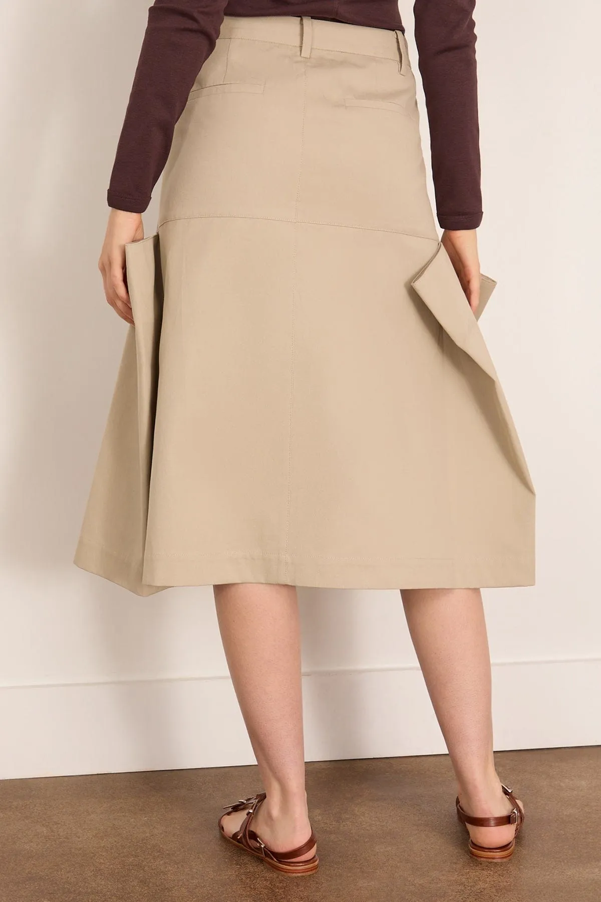 Luxe Spring Tucked Pleat Skirt in Taupe sold by Hampden Clothing product image thumbnail 4