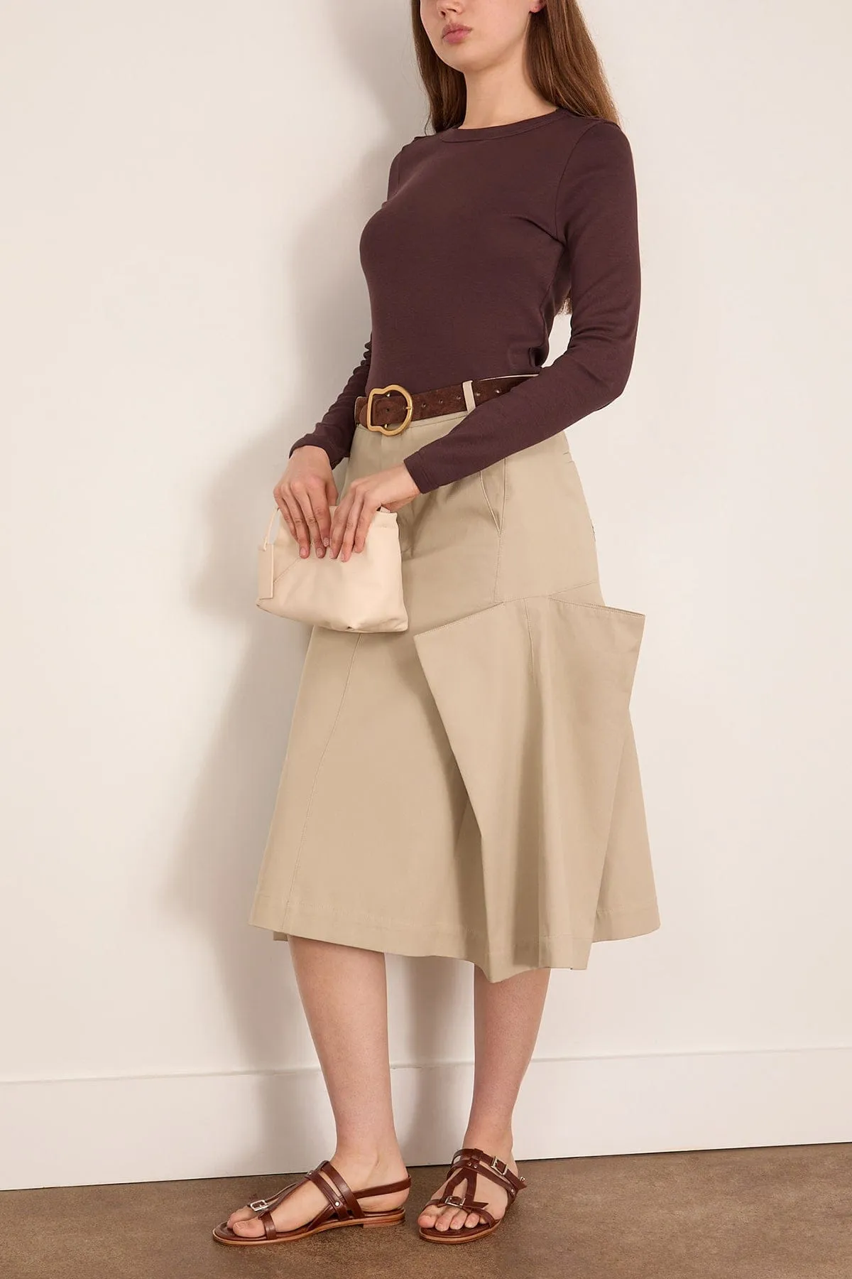 Luxe Spring Tucked Pleat Skirt in Taupe sold by Hampden Clothing product image thumbnail 2