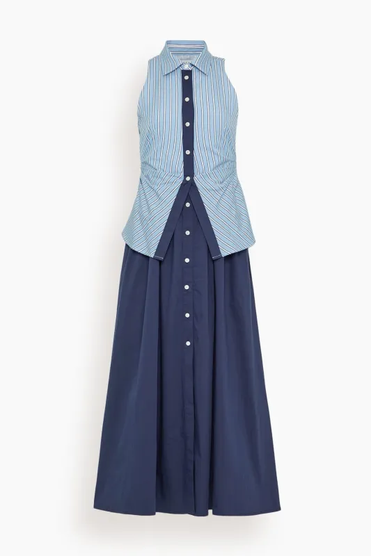 Hannah Dress in Cloudy Blue/Optic White made by Tanya Taylor