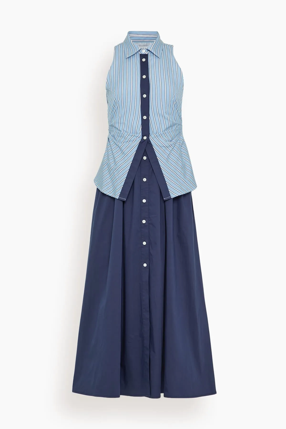 Hannah Dress in Cloudy Blue/Optic White sold by Hampden Clothing