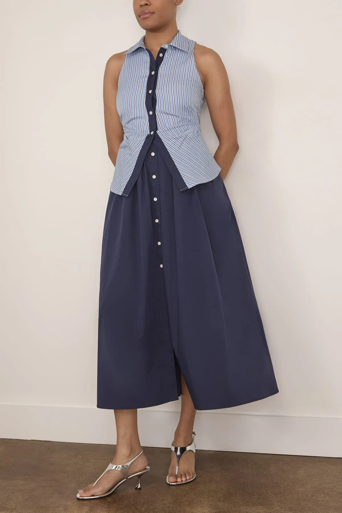 Hannah Dress in Cloudy Blue/Optic White sold by Hampden Clothing product image thumbnail 3