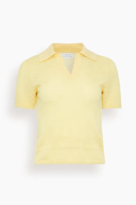 Pointelle Camilla Knit Top in Lemon Meringue made by Tanya Taylor