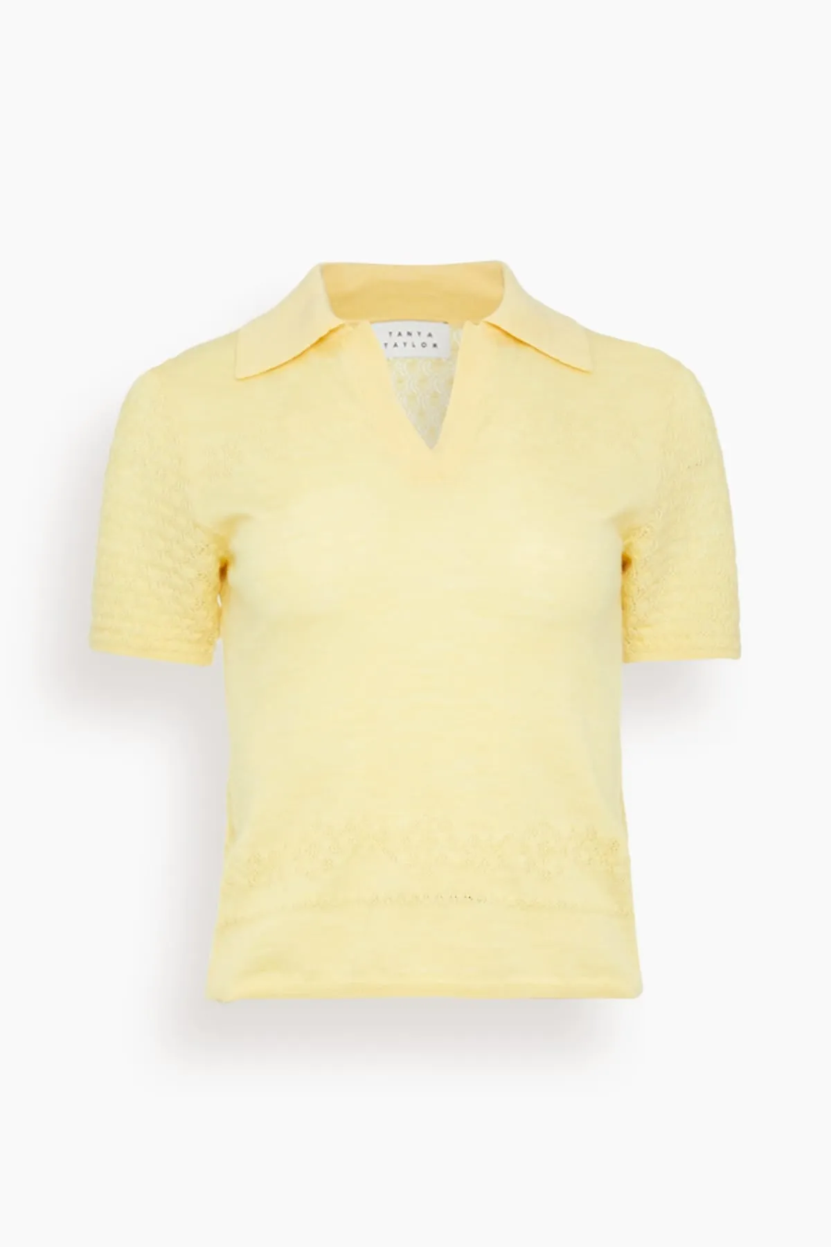 Pointelle Camilla Knit Top in Lemon Meringue sold by Hampden Clothing