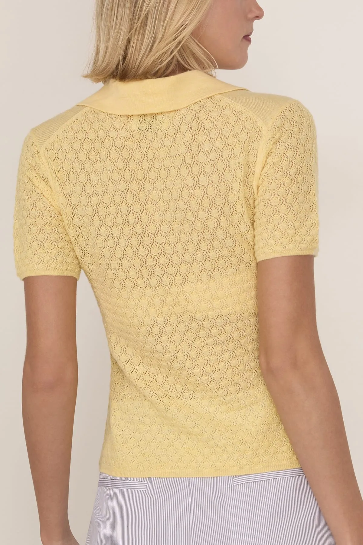 Pointelle Camilla Knit Top in Lemon Meringue sold by Hampden Clothing product image thumbnail 4
