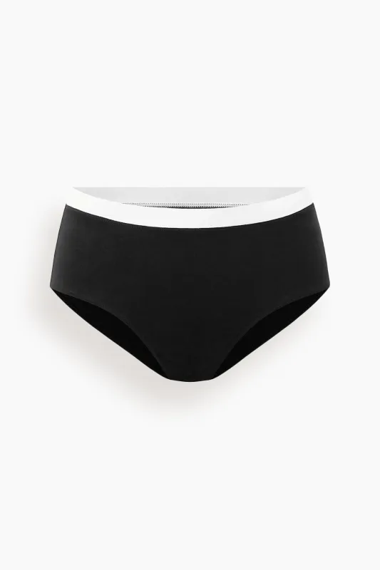 Devon High Rise Bikini Bottom Black/White made by STAUD