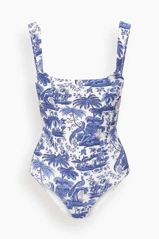 Adelaide One Piece in Blue Toile made by STAUD
