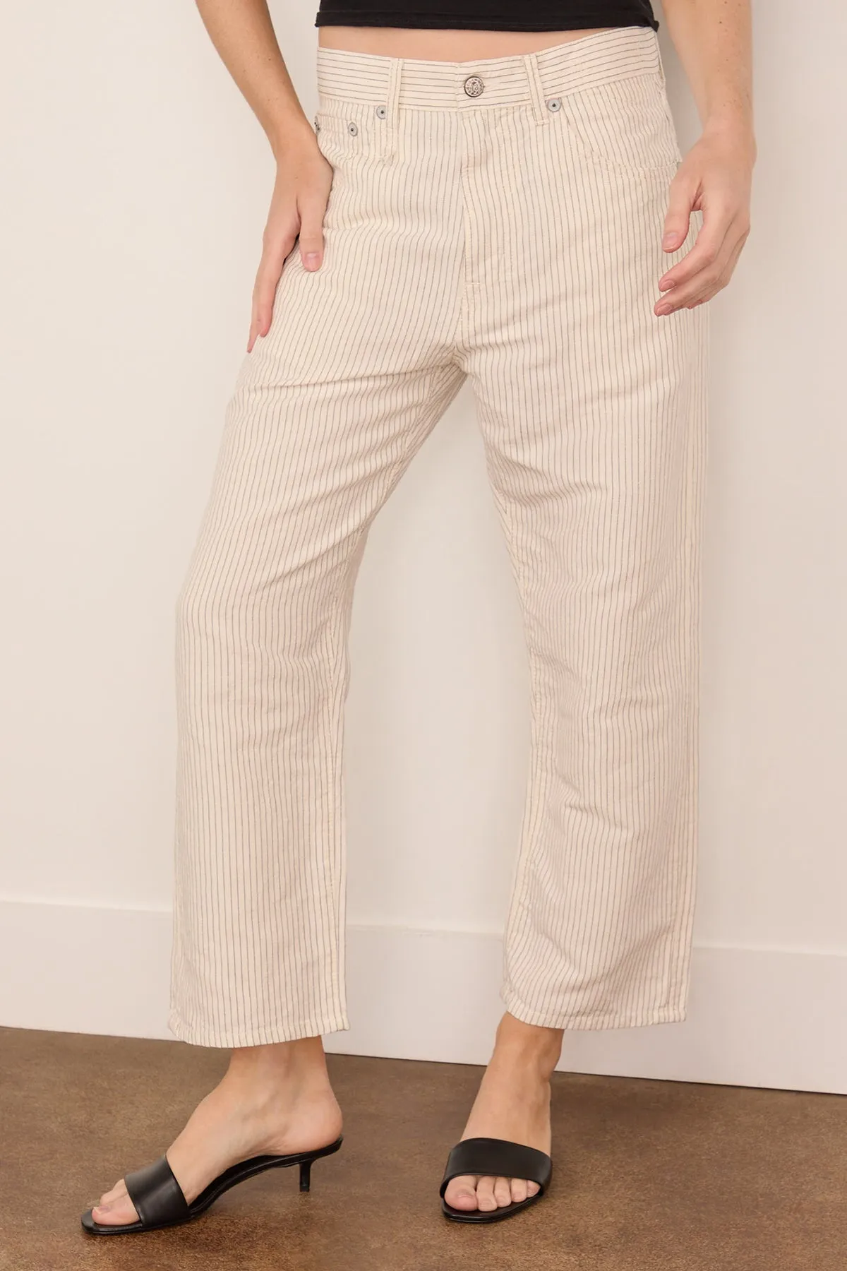 X-BF 5-Pocket Pant in White with Black Mini Stripe sold by Hampden Clothing product image thumbnail 3