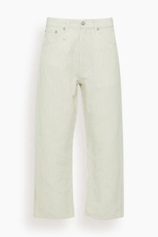 X-BF 5-Pocket Pant in White with Black Mini Stripe made by R13
