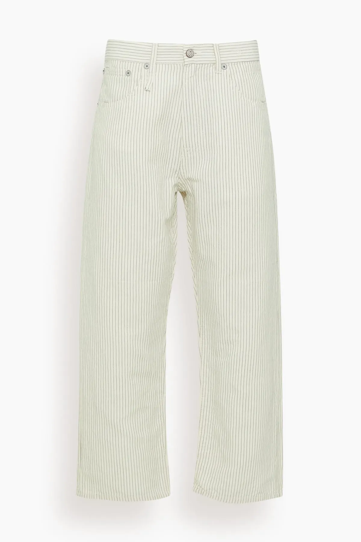 X-BF 5-Pocket Pant in White with Black Mini Stripe sold by Hampden Clothing