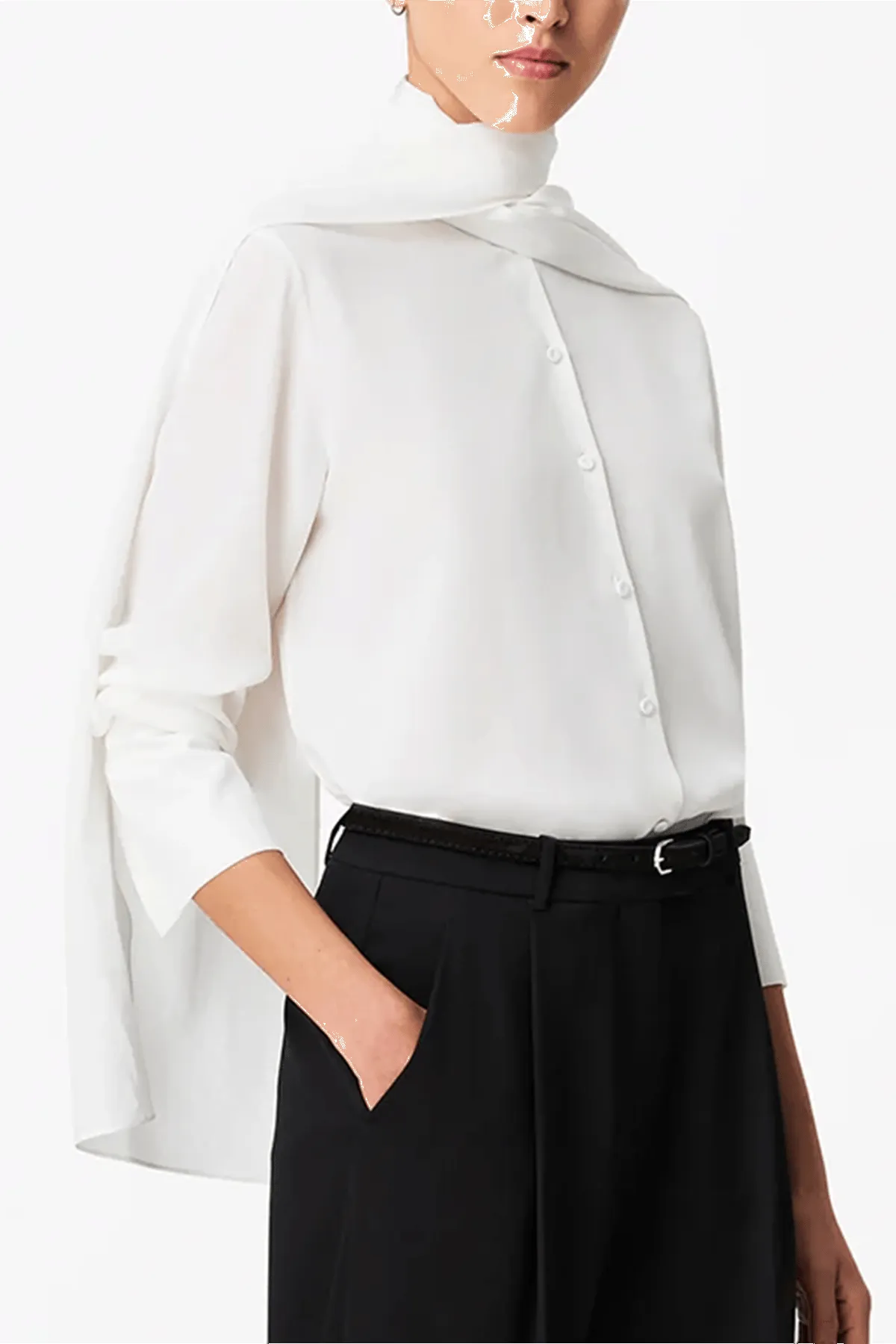 Signature Bow Blouse in Off White sold by Hampden Clothing product image thumbnail 3