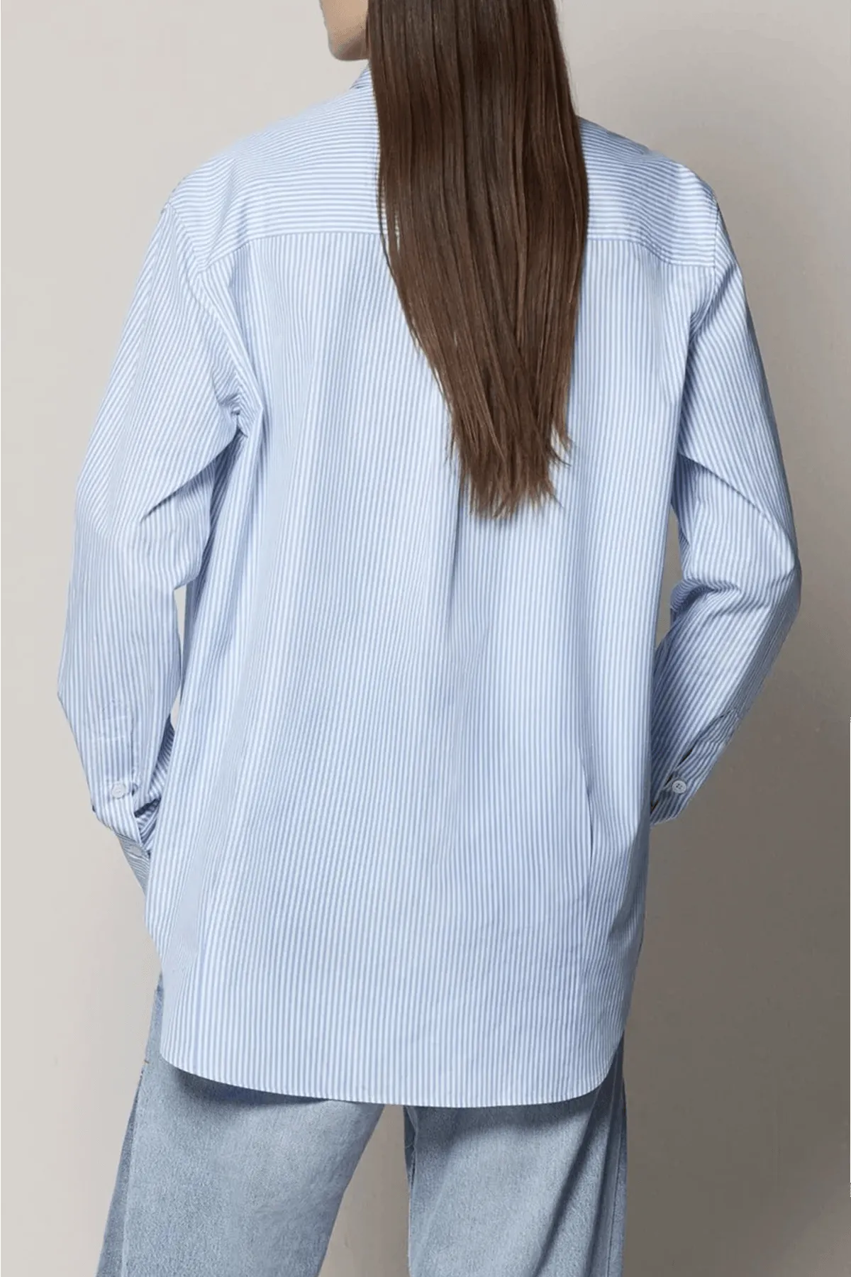 Oversized Mens Shirt in Blue Stripe sold by Hampden Clothing product image thumbnail 5