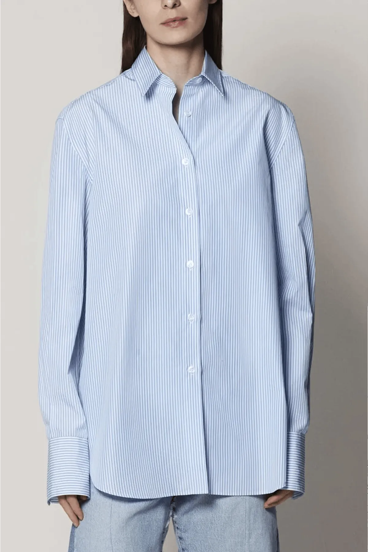 Oversized Mens Shirt in Blue Stripe sold by Hampden Clothing product image thumbnail 3