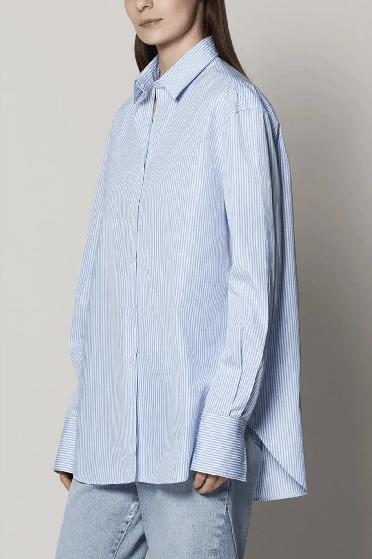 Oversized Mens Shirt in Blue Stripe sold by Hampden Clothing product image thumbnail 4