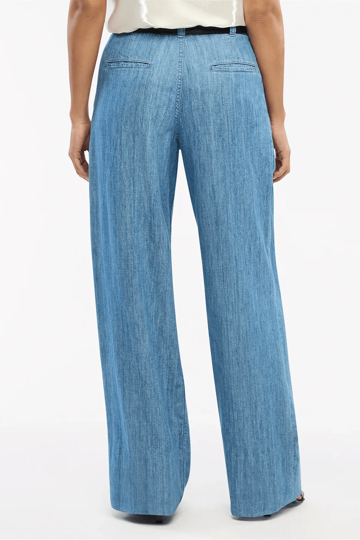 Chambray Relaxed Wide Leg Pant in Medium Blue sold by Hampden Clothing product image thumbnail 4