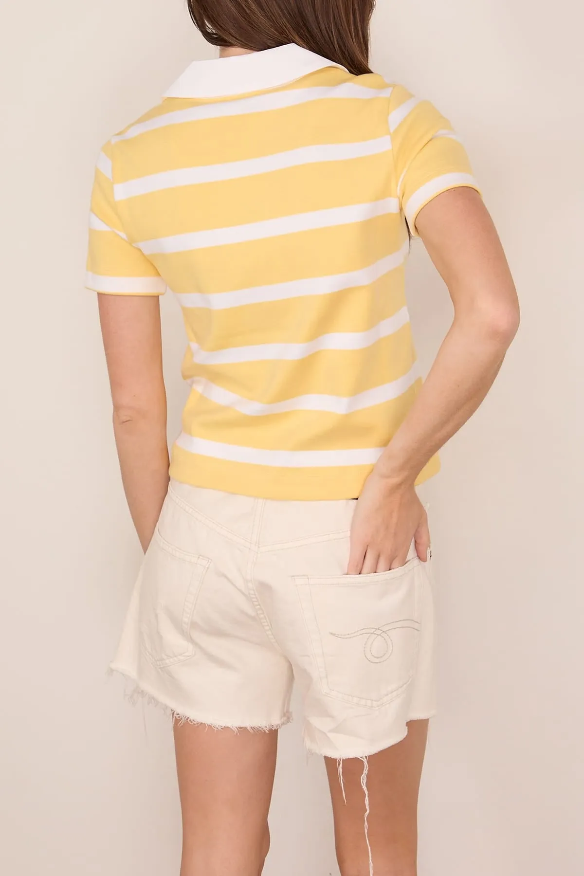 Melanie Top in Lemon Meringue/White Wide Stripe sold by Hampden Clothing product image thumbnail 4