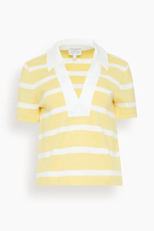 Melanie Top in Lemon Meringue/White Wide Stripe made by Tanya Taylor