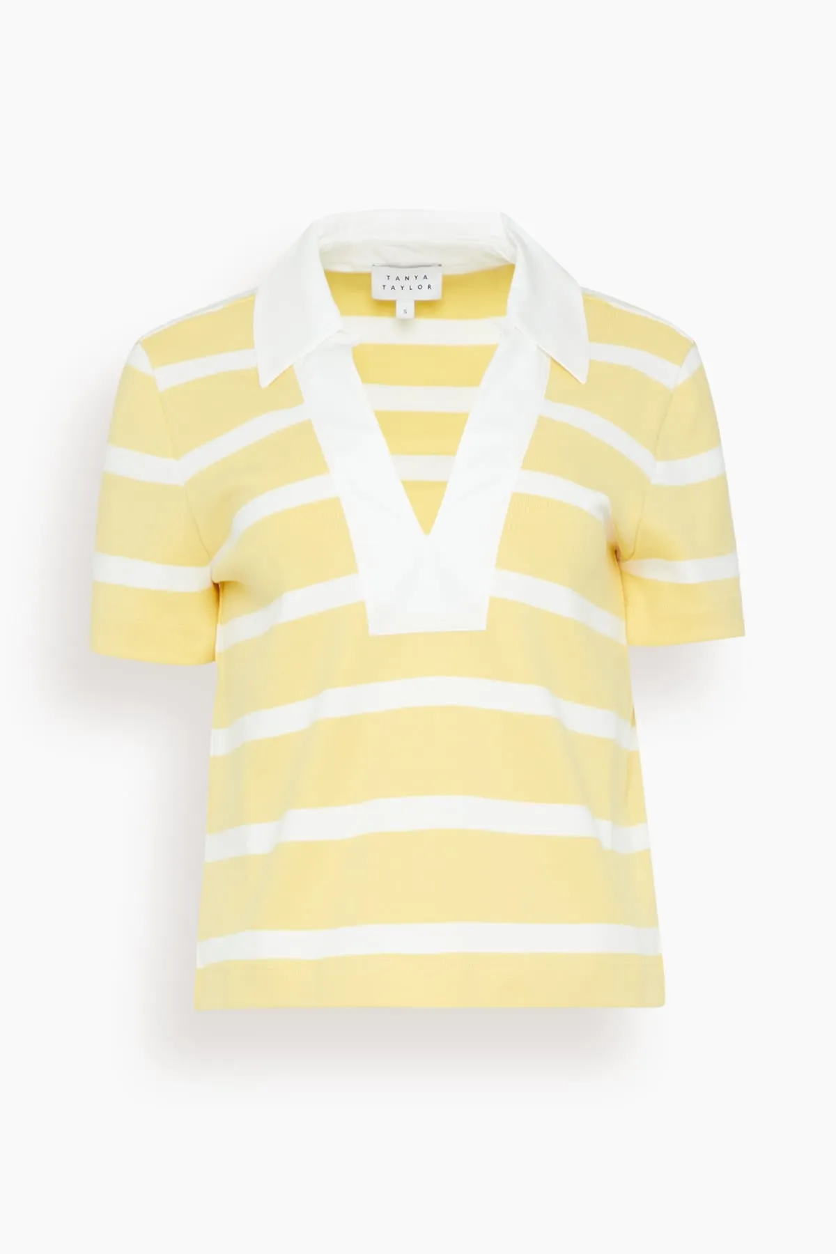 Melanie Top in Lemon Meringue/White Wide Stripe sold by Hampden Clothing