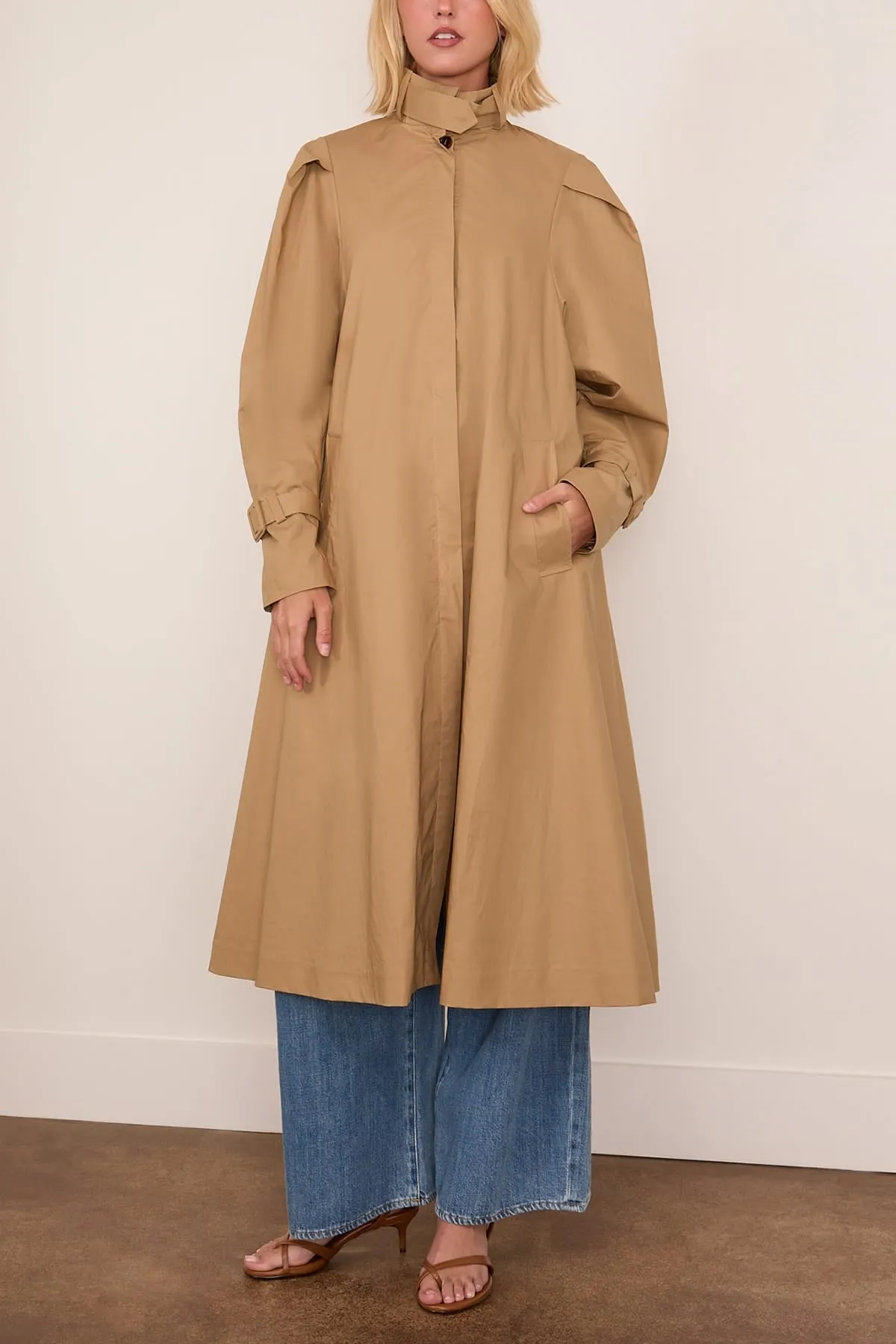 Chet Light Cotton Trench in Barley sold by Hampden Clothing product image thumbnail 3
