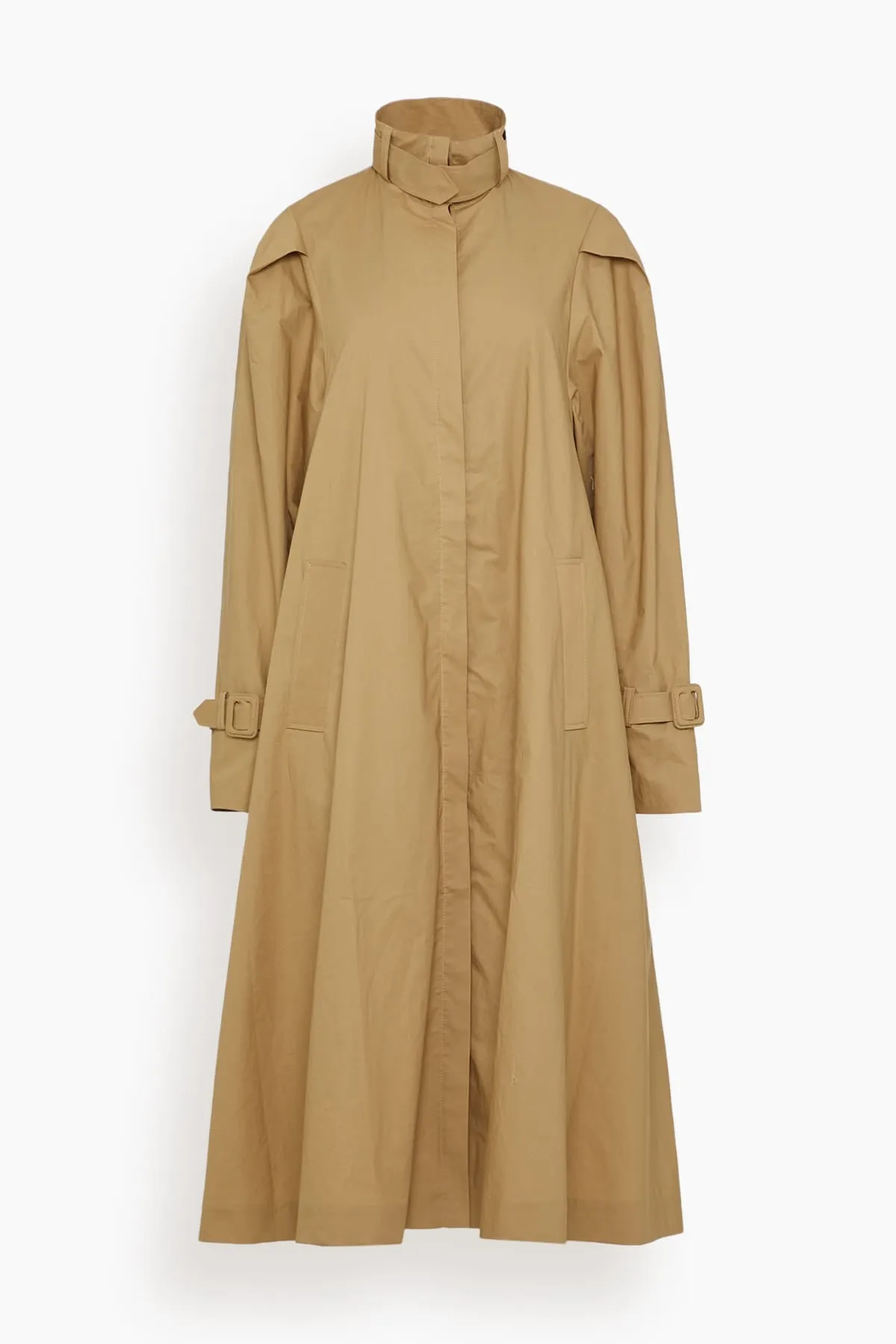 Chet Light Cotton Trench in Barley sold by Hampden Clothing