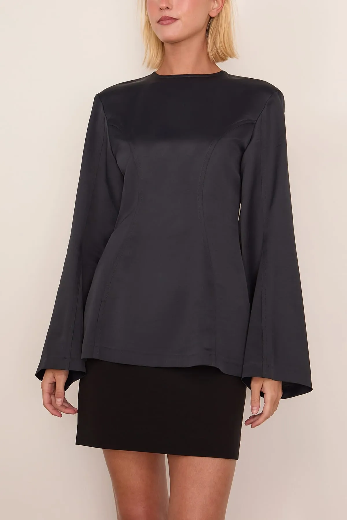 Sculpted Satin Blouse in Black sold by Hampden Clothing product image thumbnail 3