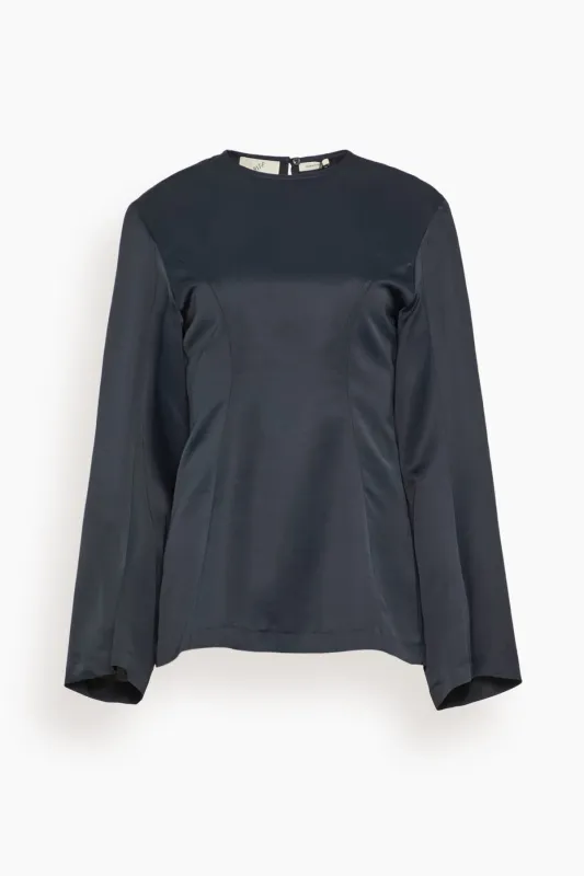 Sculpted Satin Blouse in Black made by Bite Studios
