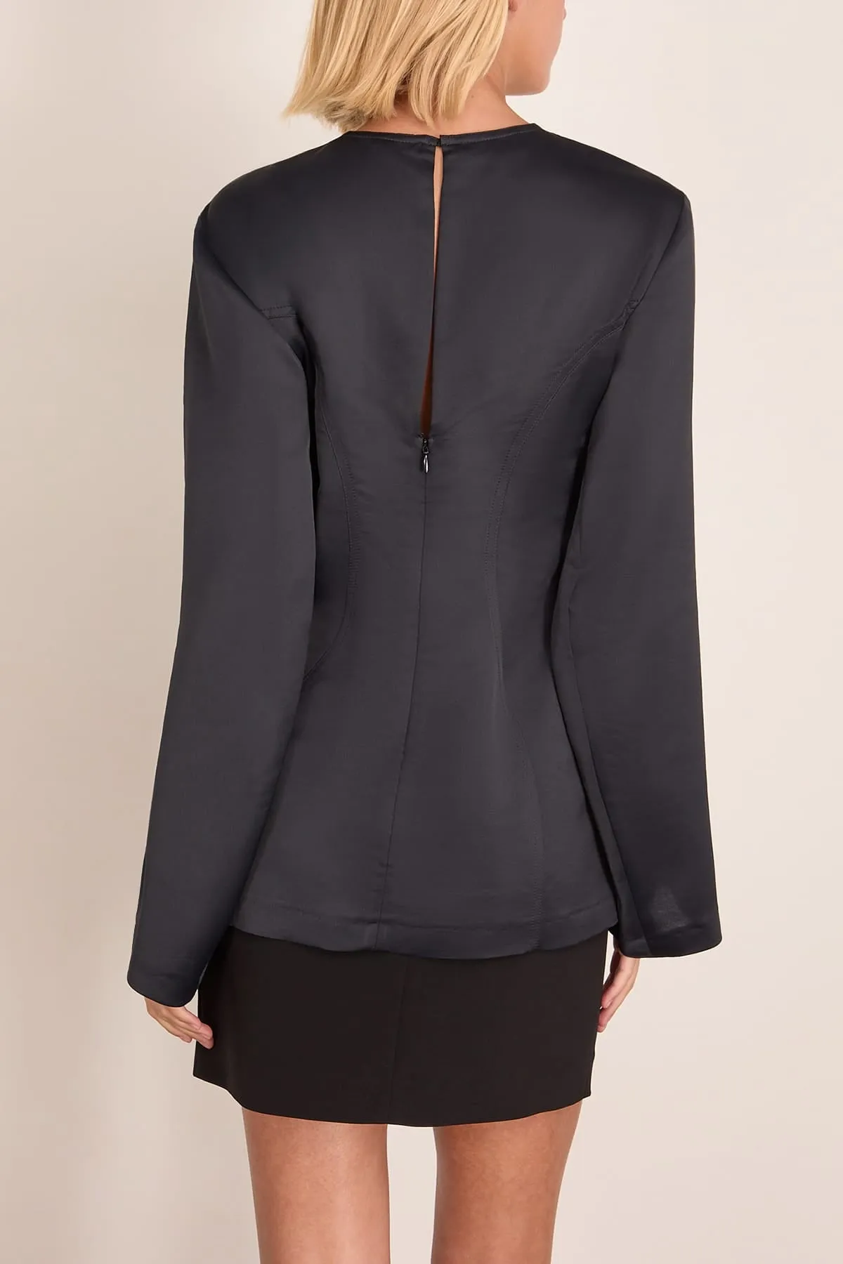 Sculpted Satin Blouse in Black sold by Hampden Clothing product image thumbnail 4