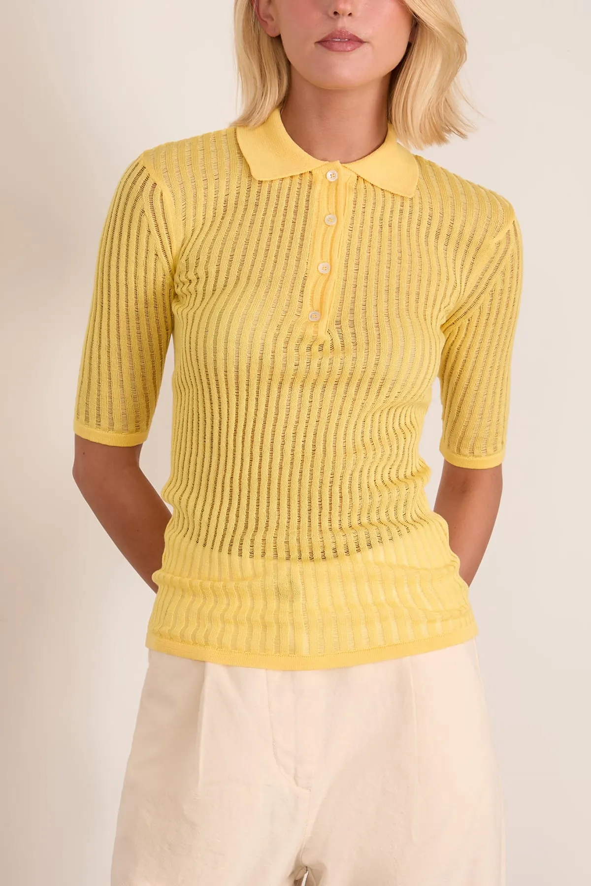 Cotton Net Rib Top in Daffodil sold by Hampden Clothing product image thumbnail 3
