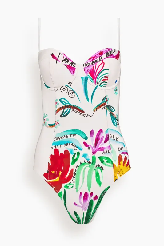 Underwire One-Piece Swimsuit in Anniversary Print made by Hunter Bell NYC