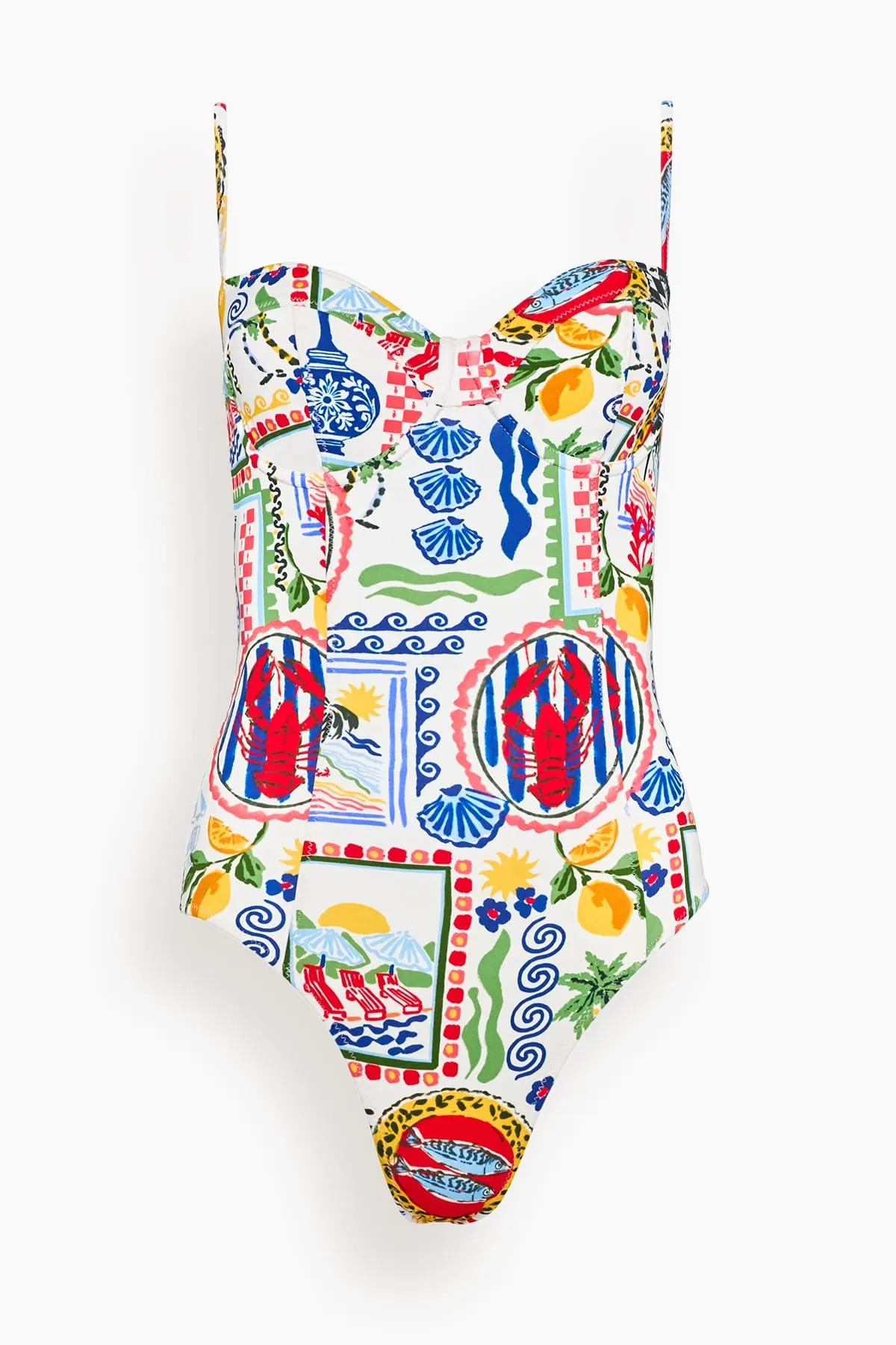Underwire One-Piece Swimsuit in Coastal Conversation sold by Hampden Clothing