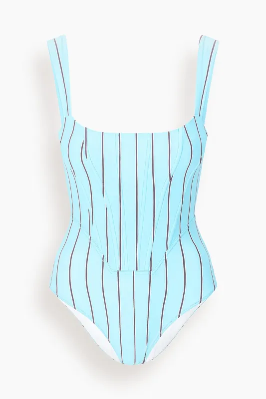 Adelaide One Piece in Pool Stripe made by STAUD