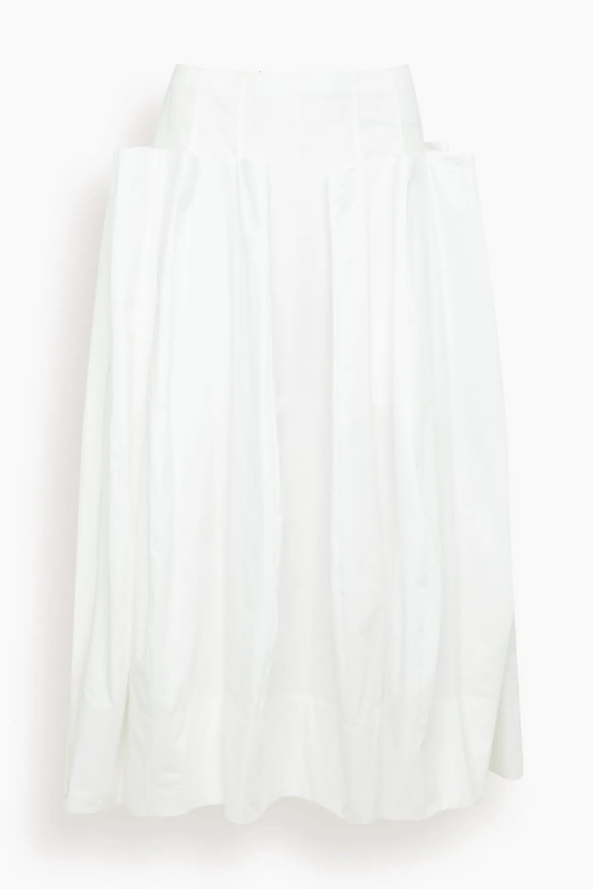 Compact Poplin Pinch Pleat Full Skirt in White sold by Hampden Clothing
