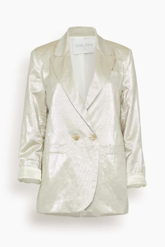 Chic Linen Double Breasted Jacket in Lucente made by Forte Forte