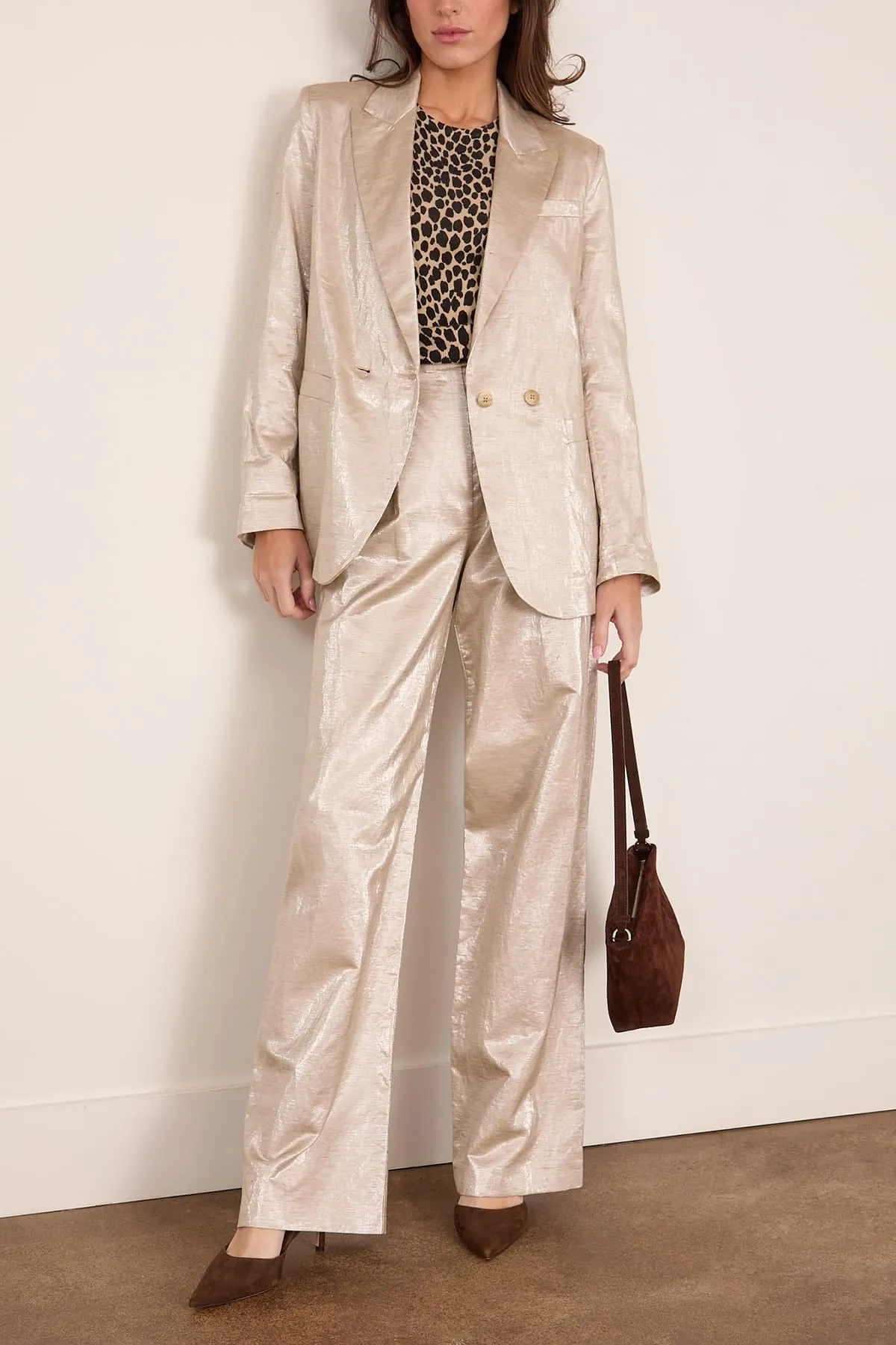 Chic Linen Double Breasted Jacket in Lucente sold by Hampden Clothing product image thumbnail 2
