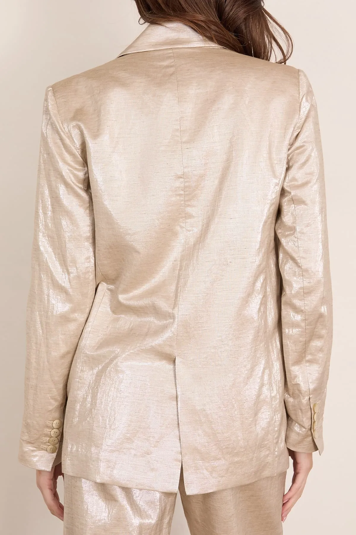 Chic Linen Double Breasted Jacket in Lucente sold by Hampden Clothing product image thumbnail 4