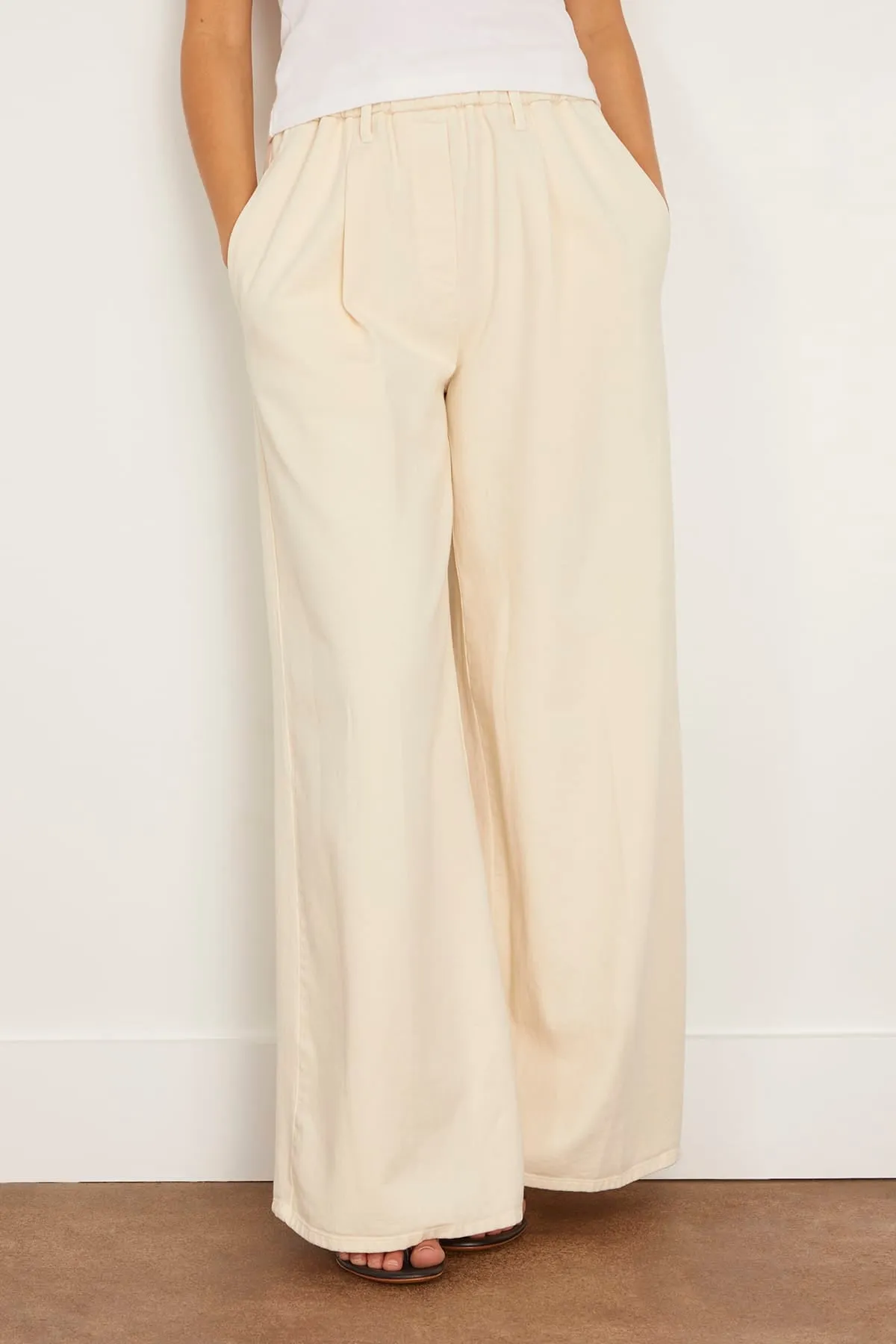 Fluid Cotton Twill Elasticated Loose Pants in Beurre sold by Hampden Clothing product image thumbnail 3