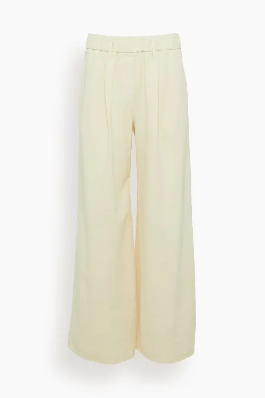 Fluid Cotton Twill Elasticated Loose Pants in Beurre made by Forte Forte