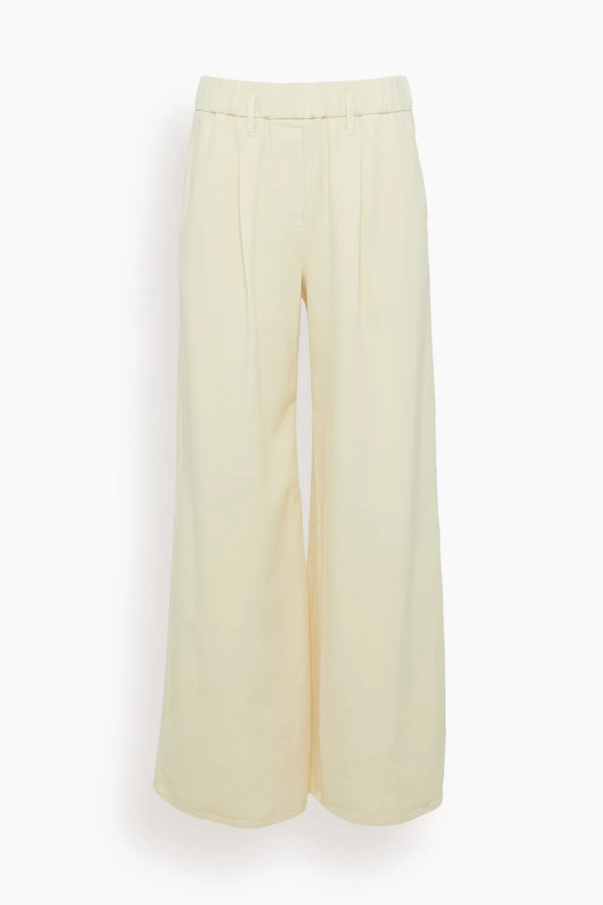 Fluid Cotton Twill Elasticated Loose Pants in Beurre sold by Hampden Clothing