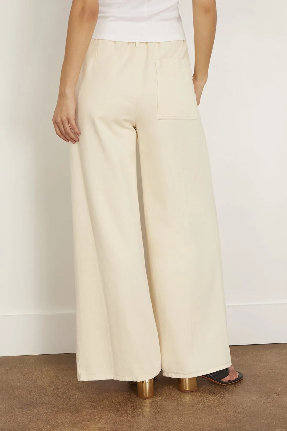 Fluid Cotton Twill Elasticated Loose Pants in Beurre sold by Hampden Clothing product image thumbnail 4