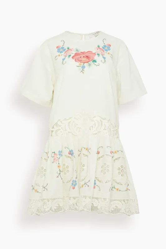 Astrid Embroidery Mini Dress in Multi made by Sea