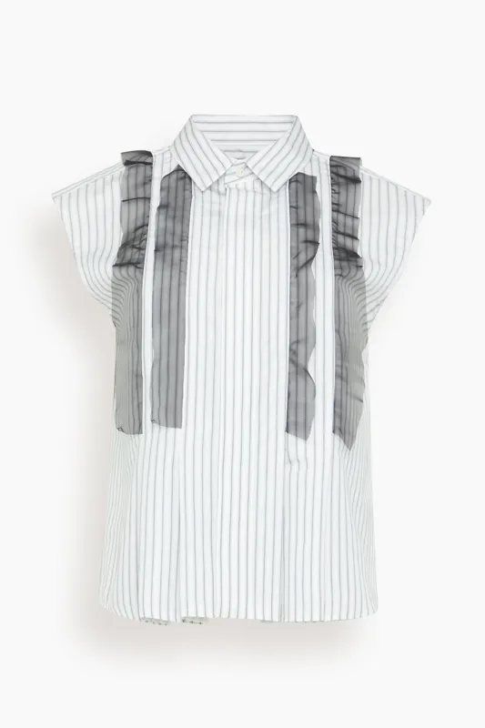 Poplin Shirt in Off White Stripe made by Sacai