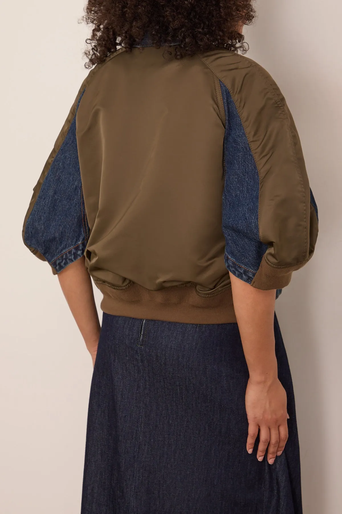 Denim x Nylon Twill Jacket in Blue/Dark Khaki sold by Hampden Clothing product image thumbnail 4