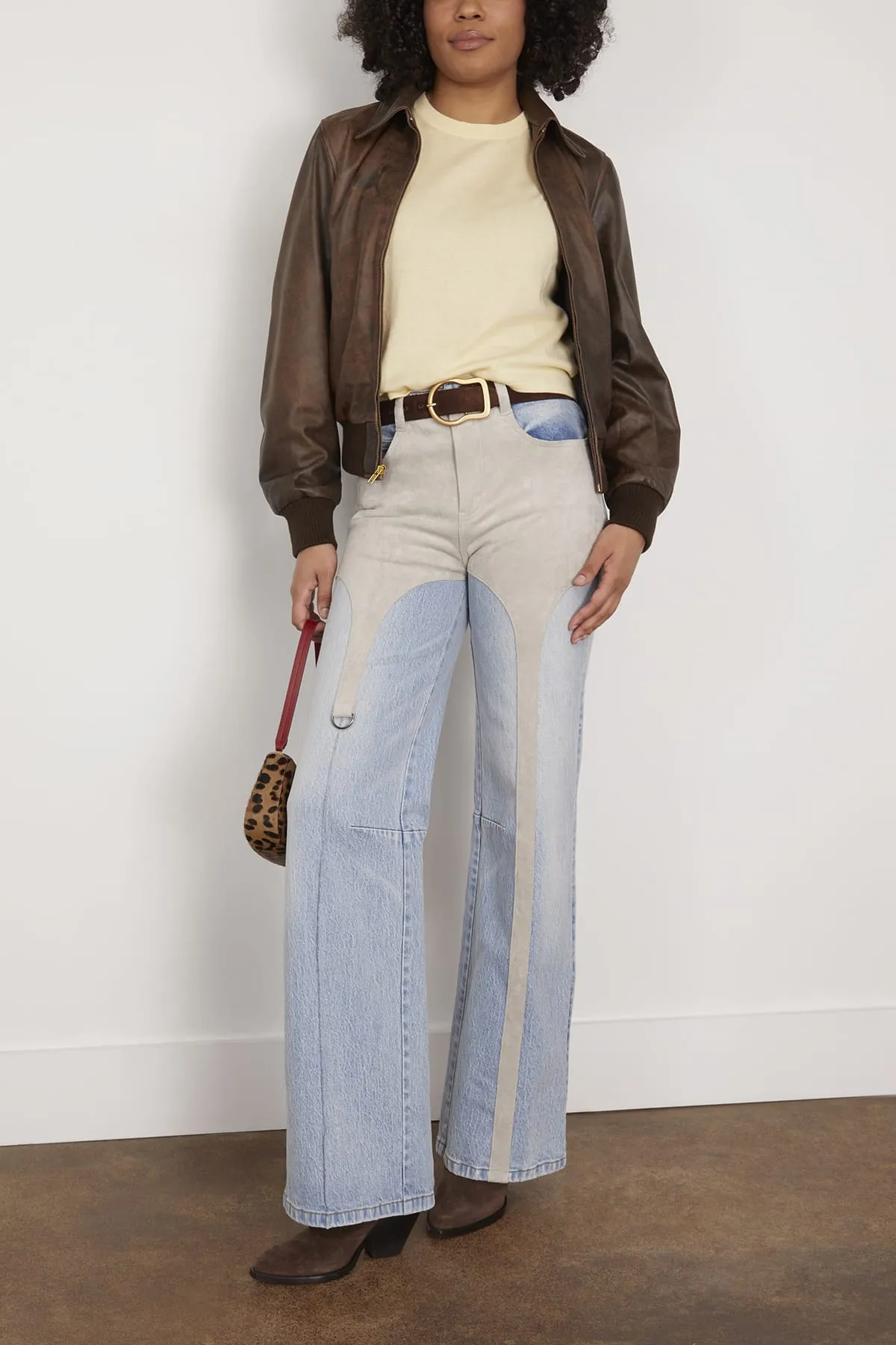 Boyfriend Leather Bomber in Brown sold by Hampden Clothing product image thumbnail 2