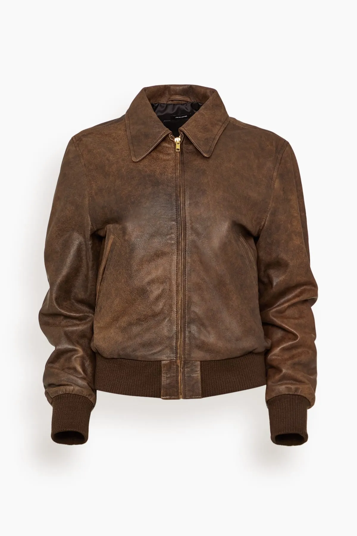 Boyfriend Leather Bomber in Brown sold by Hampden Clothing