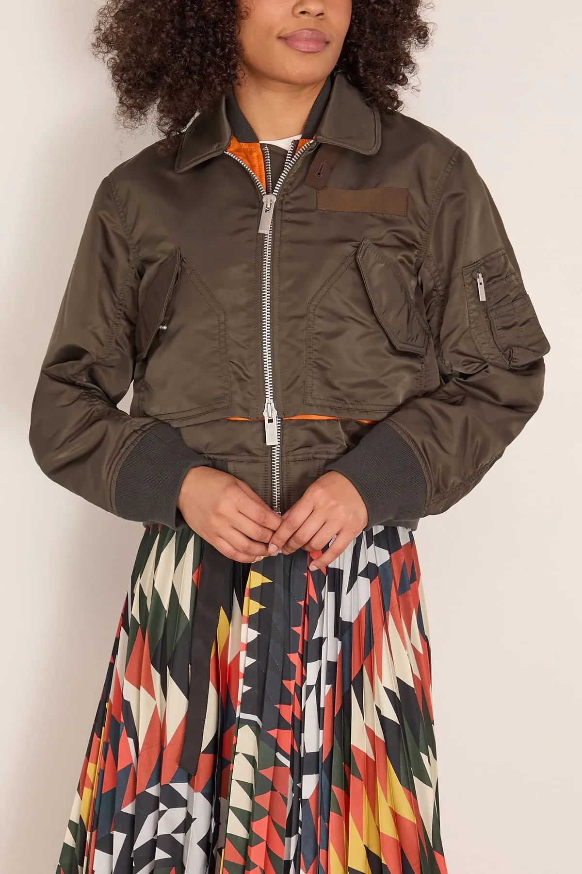 Nylon Twill Blouson in Dark Khaki sold by Hampden Clothing product image thumbnail 3