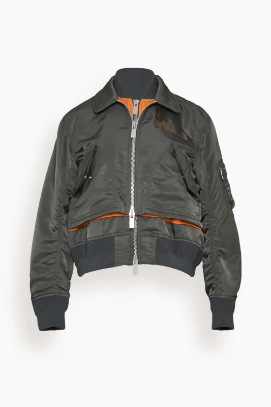 Nylon Twill Blouson in Dark Khaki made by Sacai
