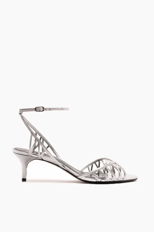 Solene 50 Kitten Heel in Silver made by Alexandre Birman