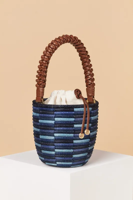 Woven Handle Lunchpail / Denim Check sold by Cesta Collective