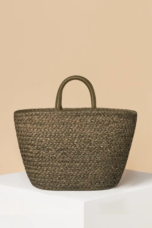 Top Handle Raffia Tote / Olive sold by Cesta Collective
